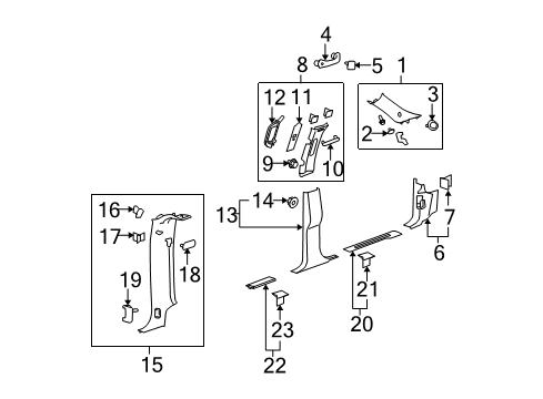 2011 Chevrolet Avalanche Interior Trim - Pillars, Rocker & Floor Lock Pillar Trim Plug Diagram for 15912853