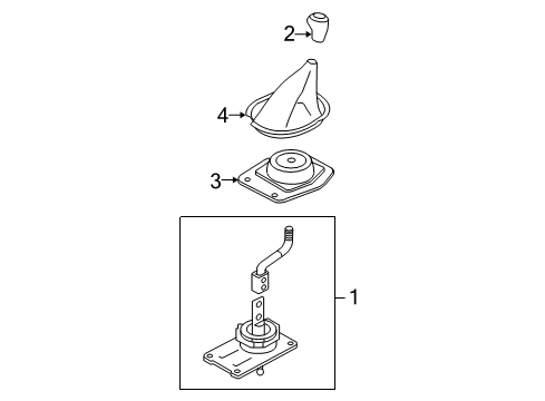 2008 Ford Mustang Shifter Housing Knob Diagram for 7R3Z-7213-AA