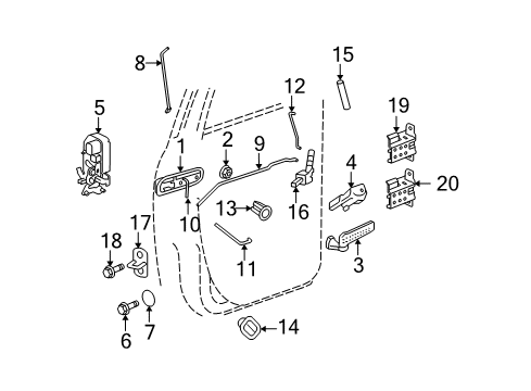 2007 Dodge Ram 3500 Rear Door - Lock & Hardware Rear Door Latch Diagram for 55372858AB