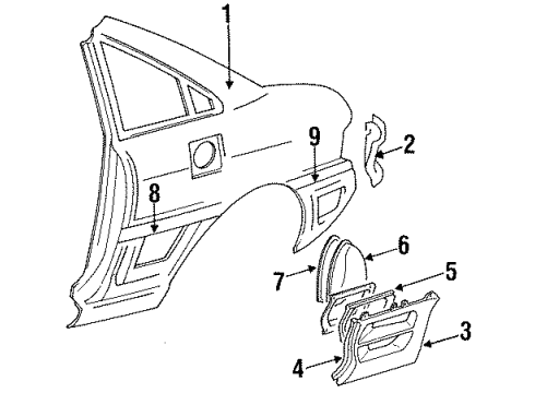 1992 Toyota MR2 Quarter Panel & Components, Exterior Trim Spring, Fuel Filler Opening Lid Hinge Diagram for 77360-17010