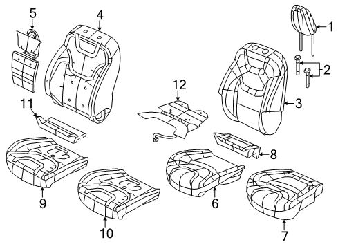 2014 Jeep Cherokee Front Seat Components Seat Cushion Foam Diagram for 68091759AE