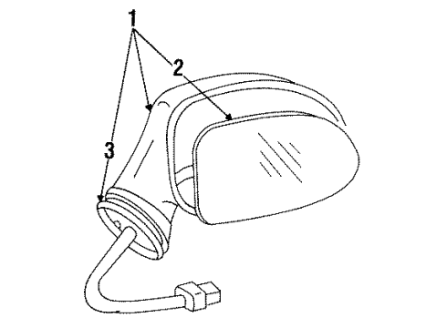 1998 Mitsubishi 3000GT Outside Mirrors Mirrors, With Holder Diagram for MB645061