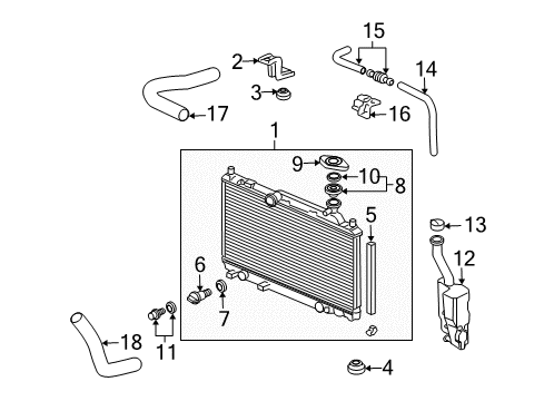 2005 Honda Civic Radiator & Components Hose, Reserve Tank Diagram for 19104-PRA-000