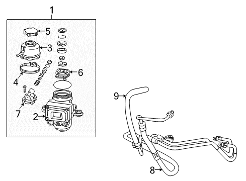 2003 Toyota MR2 Spyder P/S Pump & Hoses, Steering Gear & Linkage Power Steering Pump Diagram for 44310-17060