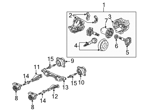2005 Honda S2000 Axle & Differential - Rear Rubber Assy., L. Differential Mounting Diagram for 50740-S2A-023