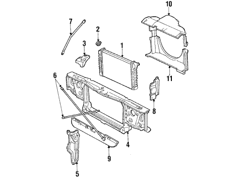 1990 Oldsmobile Custom Cruiser Radiator & Components, Cooling Fan Radiator Assembly Diagram for 52477738