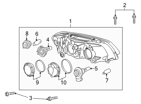 2009 Pontiac G8 Headlamps Bulb, Front Turn Signal Lamp Diagram for 92215661
