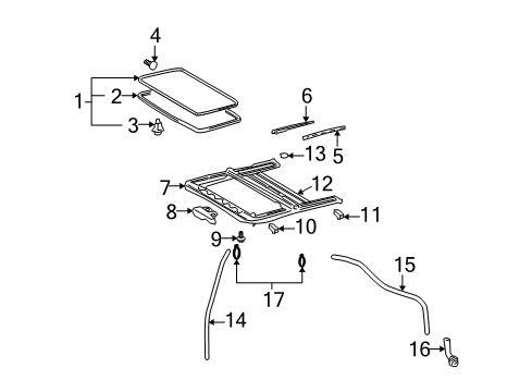 2005 Lexus GX470 Sunroof Bracket, Sliding Rear Mounting Diagram for 63245-60020