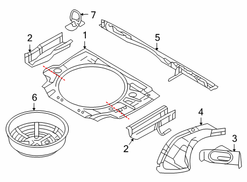 2008 Saturn Astra Rear Floor & Rails Panel, Rear Floor Diagram for 13129790