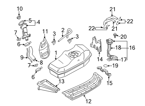 2000 Nissan Frontier Fuel System Components Hose-Evaporation Diagram for 17337-5S100