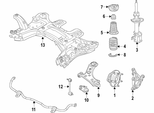 2017 Jeep Compass Front Suspension, Lower Control Arm, Stabilizer Bar, Suspension Components STRUT-Front Suspension Diagram for 68259678AB