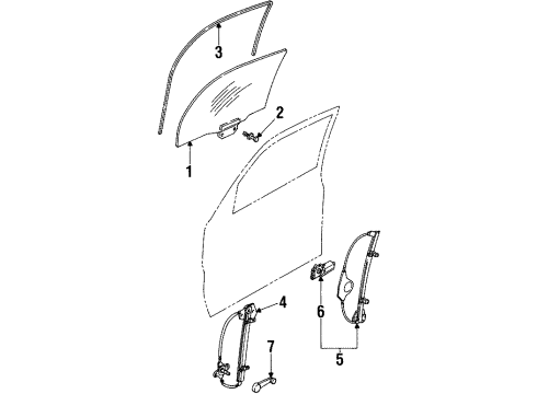 1999 Ford Contour Rear Door Crank Handle Diagram for F8RZ-5423342-AAB