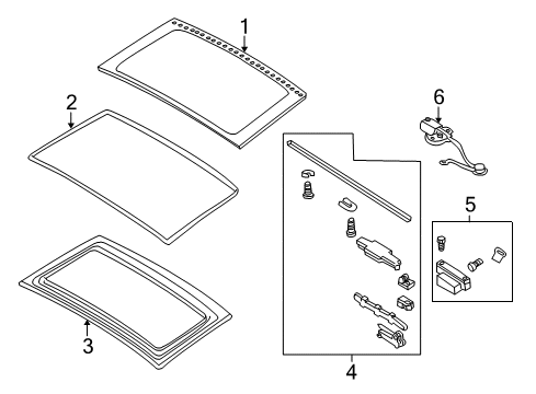 1999 BMW Z3 Sunroof Set Cover Mountings Diagram for 54108410691