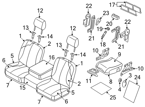 2006 Dodge Ram 1500 Front Seat Components Cover-ARMREST Bin Diagram for 1DN451D5AA