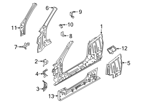 2020 BMW 840i xDrive Uniside EXTERIOR LEFT COLUMN B Diagram for 41007494515