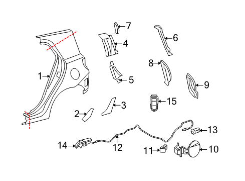 2010 Scion xD Quarter Panel & Components Quarter Panel Protector Diagram for 58742-52250