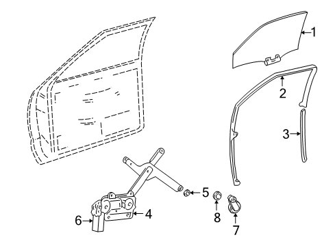 1995 Chevrolet S10 Front Door Handle, Front Side Door Window Regulator Diagram for 15647685