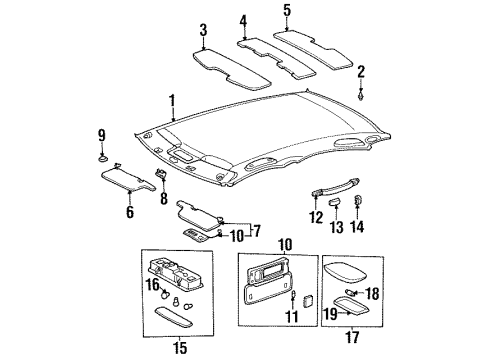 1999 Toyota Avalon Interior Trim - Roof Holder, Visor Diagram for 74348-AC010-A1