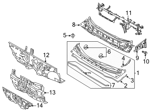 2013 Kia Forte Cowl Cover-Cowl Side, RH Diagram for 861541M050