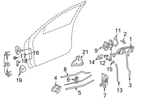 2001 Chevrolet Cavalier Front Door - Lock & Hardware Rod-Front Side Door Locking Diagram for 22652286