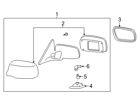 2006 Lexus LS430 Outside Mirrors Mirror Assy, Outer Rear View, LH Diagram for 87940-50432-E1