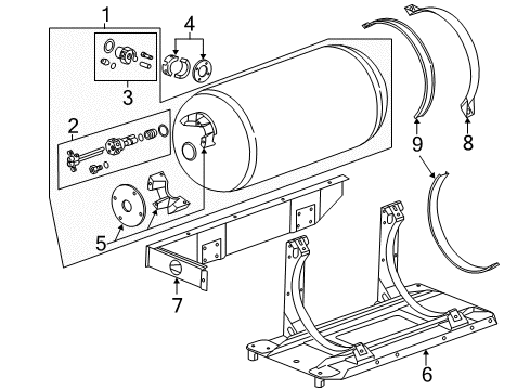 2017 GMC Sierra 3500 HD Fuel System Components Tank Strap Diagram for 22990928