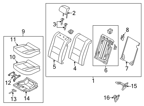 2016 Hyundai Elantra GT Rear Seat Components Frame Assembly-Rear Seat Back LH Diagram for 89310-A5000-RY