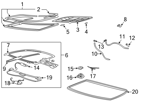 1995 Chevrolet Cavalier Sunroof Motor, Sun Roof Sunshade Diagram for 22596815