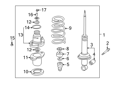 2005 Acura RSX Struts & Components - Rear Shock Absorber Assembly, Right Rear Diagram for 52610-S6M-C51