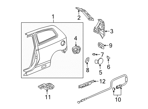 2005 Honda Civic Quarter Panel & Components, Exterior Trim Lid, Fuel Filler Diagram for 63910-S5S-E00ZZ