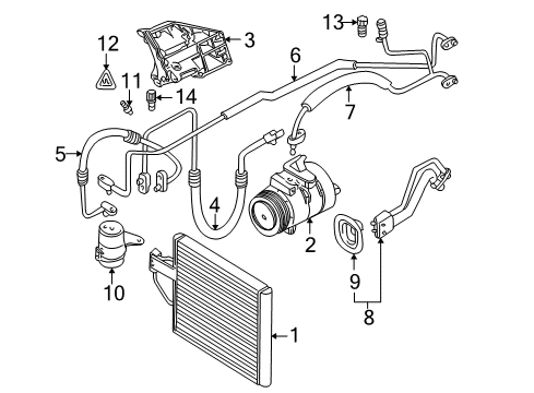 2003 BMW Z8 A/C Condenser, Compressor & Lines Condenser Diagram for 64538378438