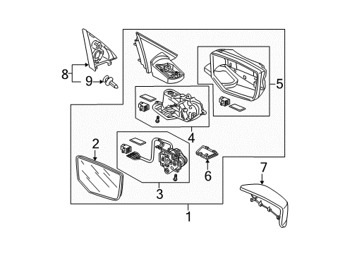 2012 Honda Accord Mirrors Mirror, Driver Side (Flat) (Heated) Diagram for 76253-TA5-A11