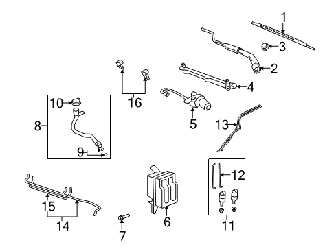 2010 Saturn Vue Windshield - Wiper & Washer Components Washer Pump Diagram for 19167136