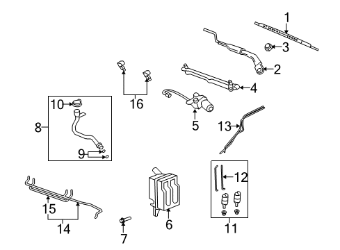 2010 Saturn Vue Windshield - Wiper & Washer Components Washer Reservoir Diagram for 19256391