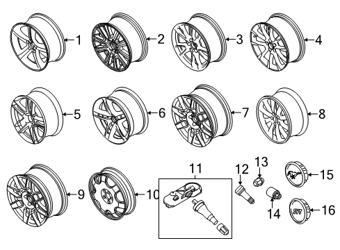 2012 Ford Mustang Wheels, Covers & Trim Spare Wheel Diagram for BR3Z-1007-C