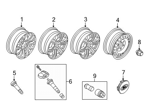 2019 Ford Ranger Wheels Wheel, Alloy Diagram for KB3Z-1007-F