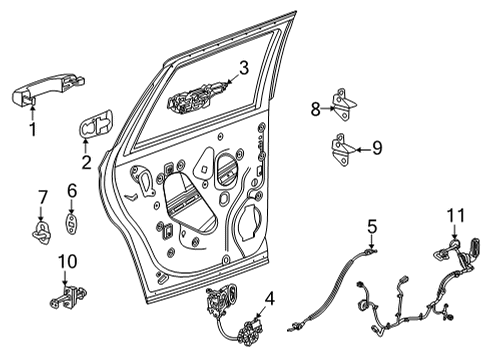 2021 Cadillac Escalade ESV Front Door Lock Assembly Diagram for 13542872