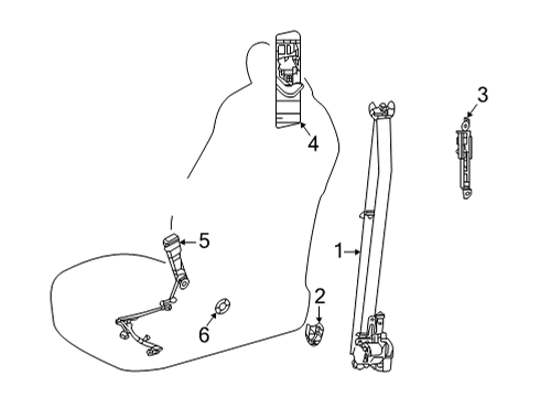 2022 Toyota Sienna Front Seat Belts Anchor Plate Diagram for 73023-0E020-A0