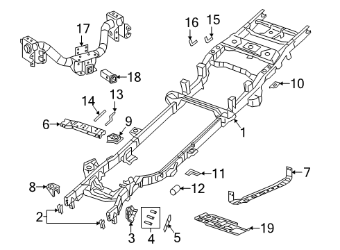 2019 Ram 3500 Frame & Components Bracket-Bumper Diagram for 68462651AA