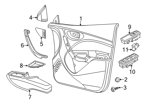 2013 Dodge Dart Fuel Door Armrest-Front Door Trim Diagram for 1TW76DX9AB