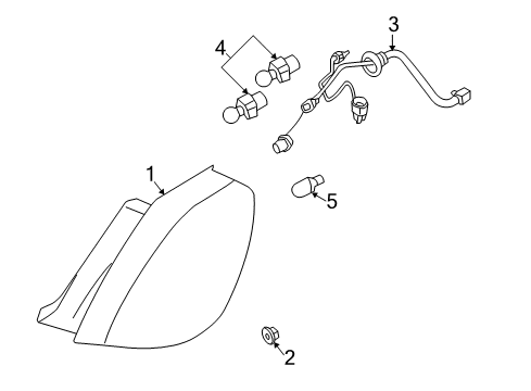 2010 Lincoln MKS Bulbs Tail Lamp Diagram for AA5Z-13405-A