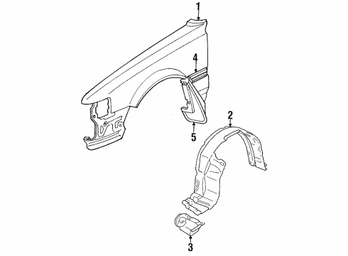 1990 Toyota Cressida Fender & Components, Exterior Trim Splash Shield Diagram for 53875-22050