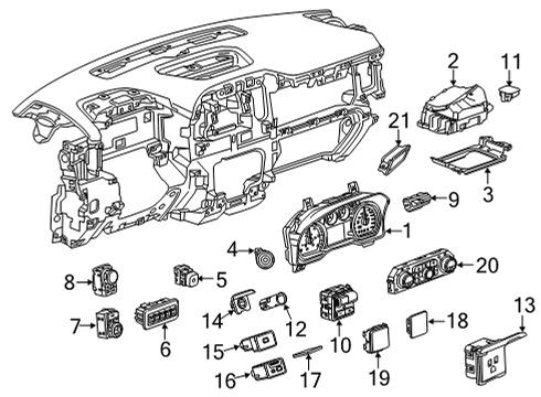 2020 GMC Sierra 3500 HD Cluster & Switches, Instrument Panel Instrument Cluster Diagram for 84930768