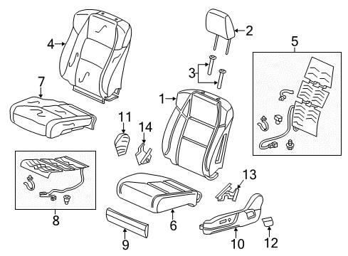 2021 Acura ILX Heated Seats Cover Complete Driver Side (Premium Black) Diagram for 81638-TB0-H71ZK