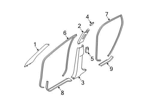 2005 Nissan Murano Interior Trim - Pillars, Rocker & Floor Garnish Assy-Front Pillar, RH Diagram for 76911-CA000