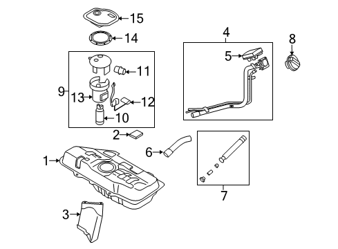 2007 Kia Rio Fuel Supply Neck Assembly-Fuel Filler Diagram for 31040-1G501