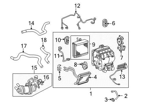 2007 Toyota Camry Heater Core & Control Valve Damper Servo Sub-Assembly (For Mode) Diagram for 87106-33250