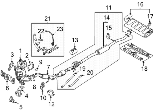 2022 Hyundai Tucson Exhaust Components MUFFLER COMPLETE-CENTER Diagram for 28600-P0580
