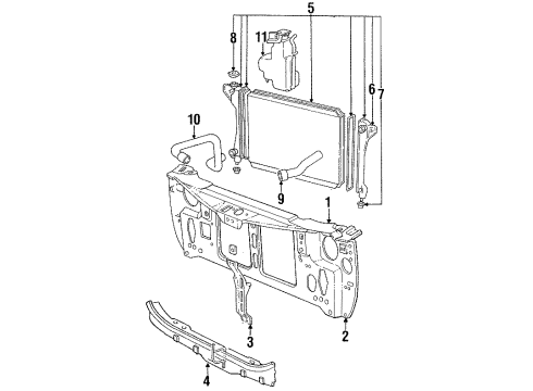 1990 Chrysler LeBaron Radiator & Components, Radiator Support Purch 21.0 Inch Assembly Diagram for 4401045