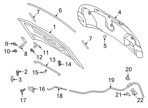 2020 Ford Explorer Hood & Components Release Cable Diagram for LB5Z-16916-A